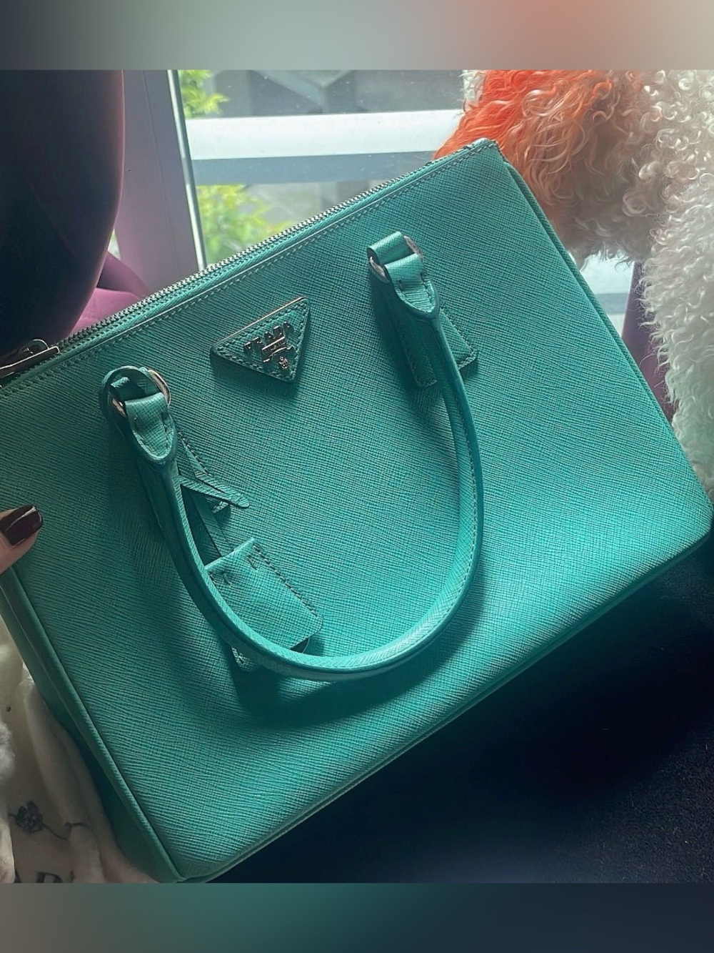 Gorgeous! Prada Teal Turquoise Saffiano Satchel Galleria Medium Crossbody